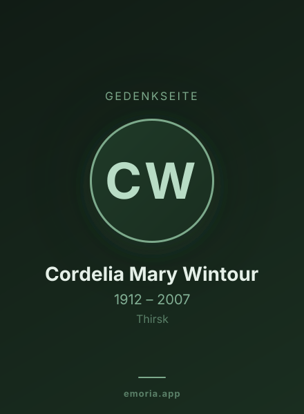 Gedenkportrait von Cordelia Mary Wintour