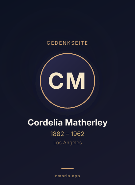 Gedenkportrait von Cordelia Matherley