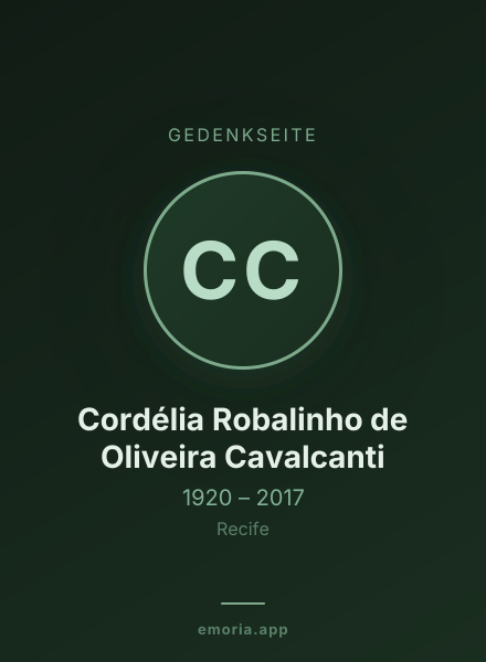 Gedenkportrait von Cordélia Robalinho de Oliveira Cavalcanti