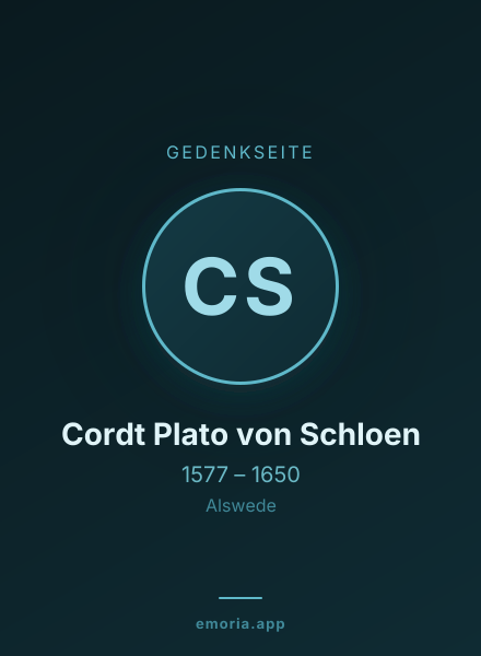 Gedenkportrait von Cordt Plato von Schloen