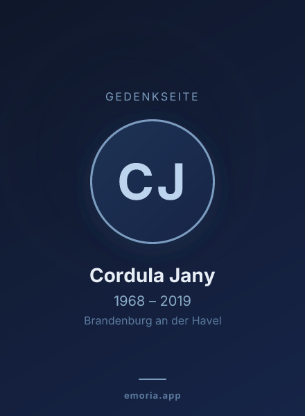 Gedenkportrait von Cordula Jany