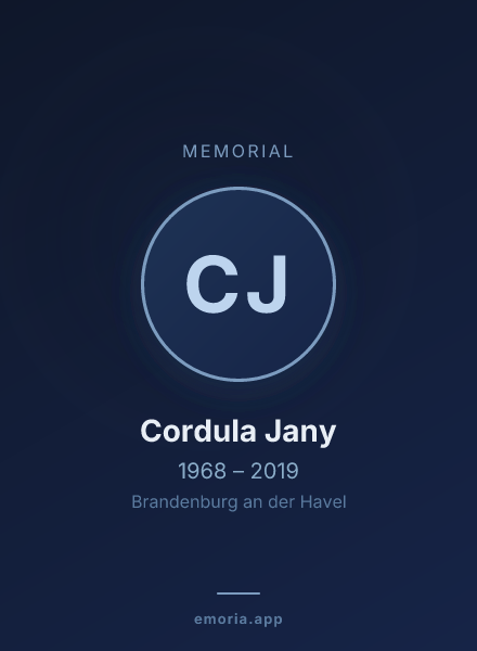 Memorial portrait of Cordula Jany