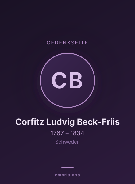 Gedenkportrait von Corfitz Ludvig Beck-Friis
