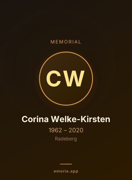 Memorial portrait of Corina Welke-Kirsten