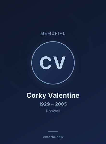 Memorial portrait of Corky Valentine
