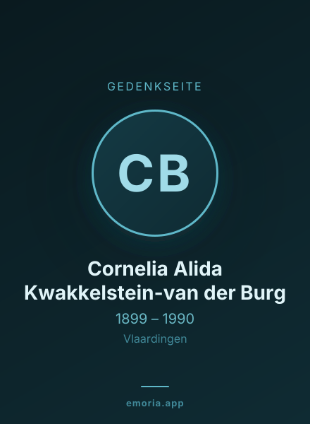 Gedenkportrait von Cornelia Alida Kwakkelstein-van der Burg