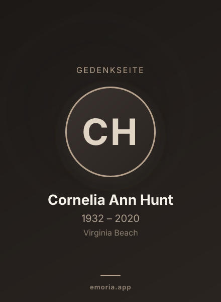 Gedenkportrait von Cornelia Ann Hunt