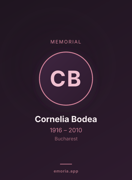 Memorial portrait of Cornelia Bodea