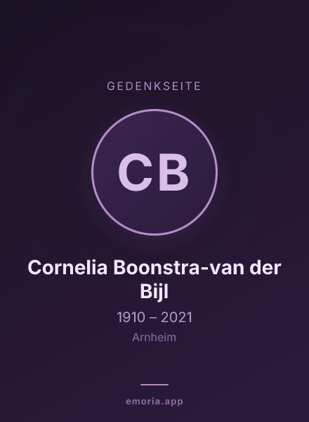 Gedenkportrait von Cornelia Boonstra-van der Bijl