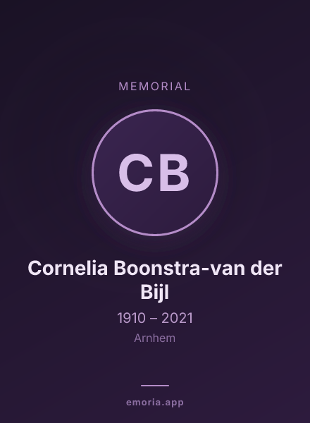 Memorial portrait of Cornelia Boonstra-van der Bijl