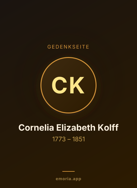 Gedenkportrait von Cornelia Elizabeth Kolff