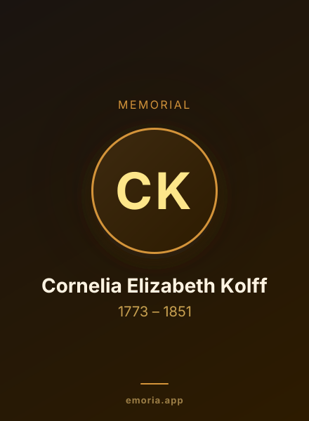 Memorial portrait of Cornelia Elizabeth Kolff