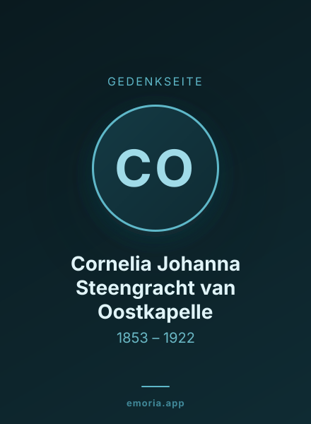 Gedenkportrait von Cornelia Johanna Steengracht van Oostkapelle