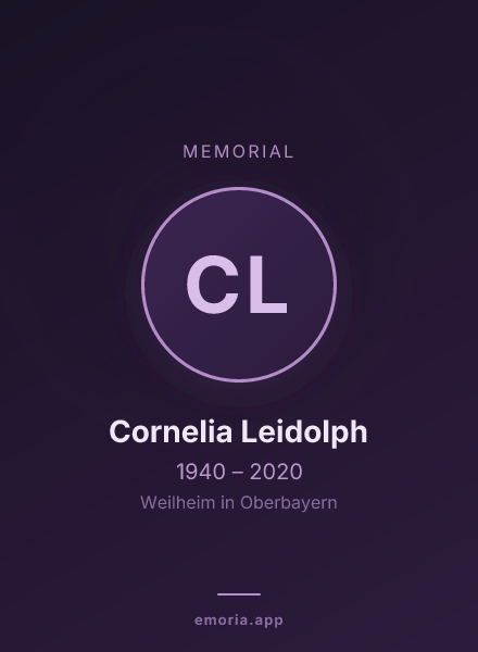 Memorial portrait of Cornelia Leidolph