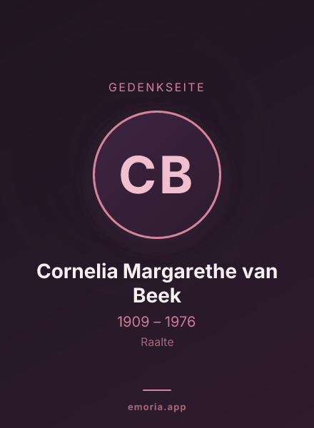 Gedenkportrait von Cornelia Margarethe van Beek