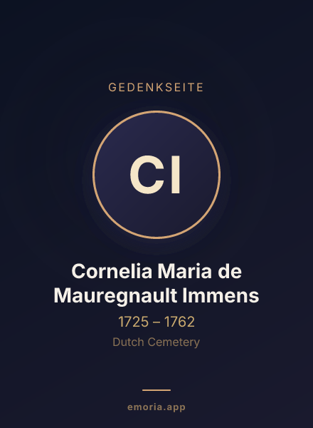 Gedenkportrait von Cornelia Maria de Mauregnault Immens