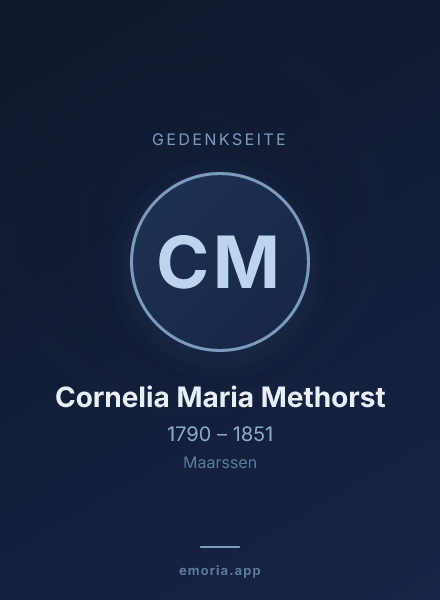 Gedenkportrait von Cornelia Maria Methorst