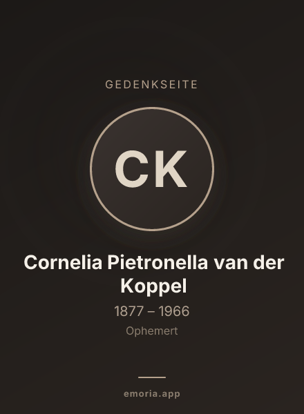 Gedenkportrait von Cornelia Pietronella van der Koppel