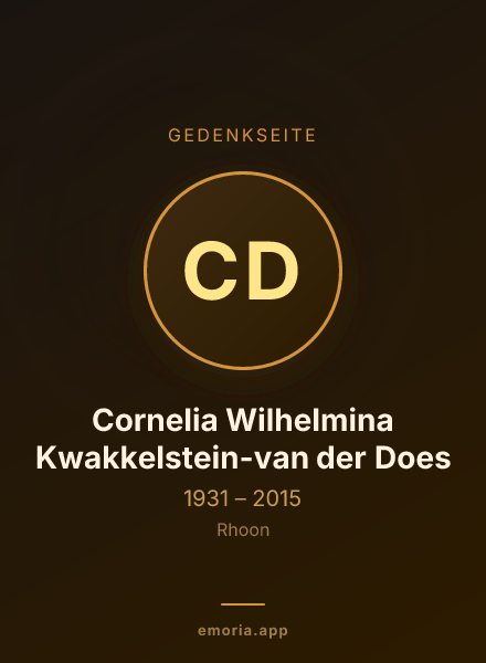 Gedenkportrait von Cornelia Wilhelmina Kwakkelstein-van der Does
