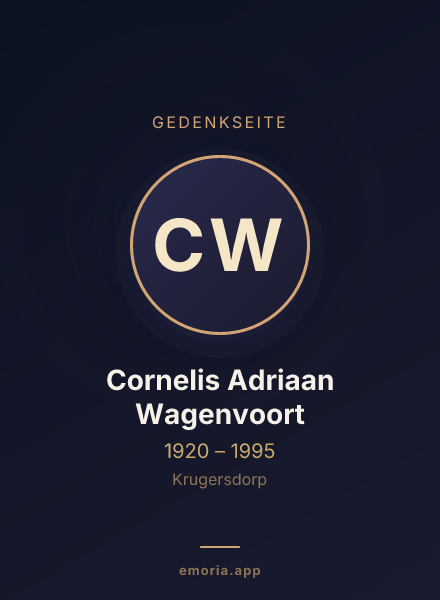 Gedenkportrait von Cornelis Adriaan Wagenvoort