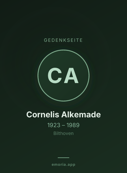Gedenkportrait von Cornelis Alkemade