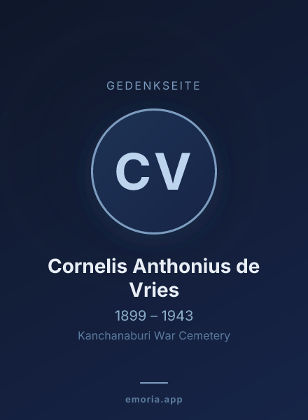 Gedenkportrait von Cornelis Anthonius de Vries