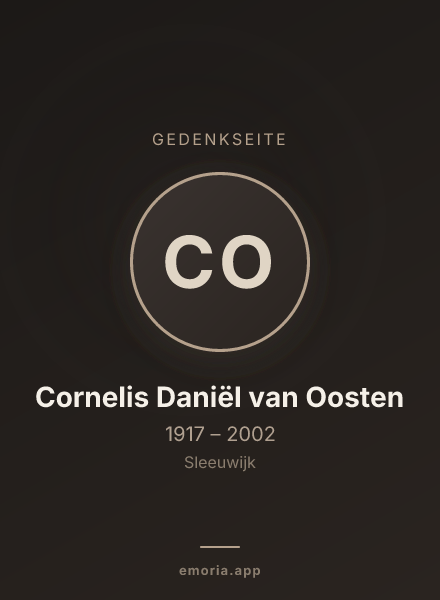 Gedenkportrait von Cornelis Daniël van Oosten