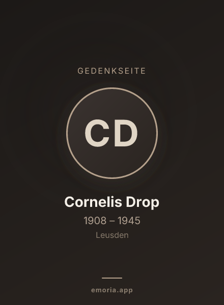 Gedenkportrait von Cornelis Drop