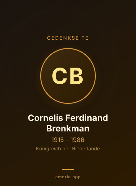 Gedenkportrait von Cornelis Ferdinand Brenkman