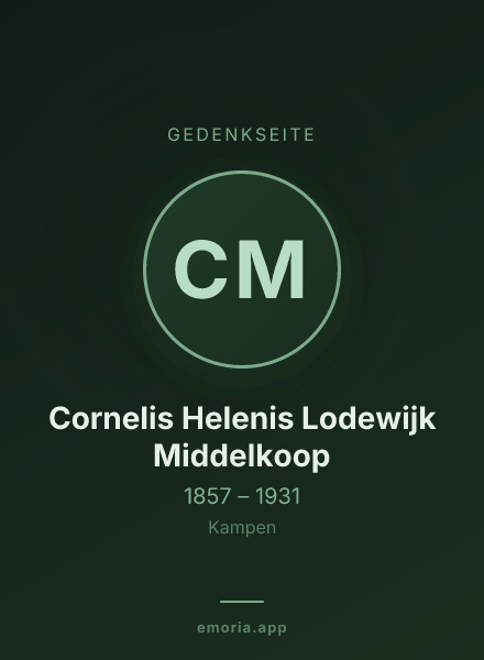 Gedenkportrait von Cornelis Helenis Lodewijk Middelkoop