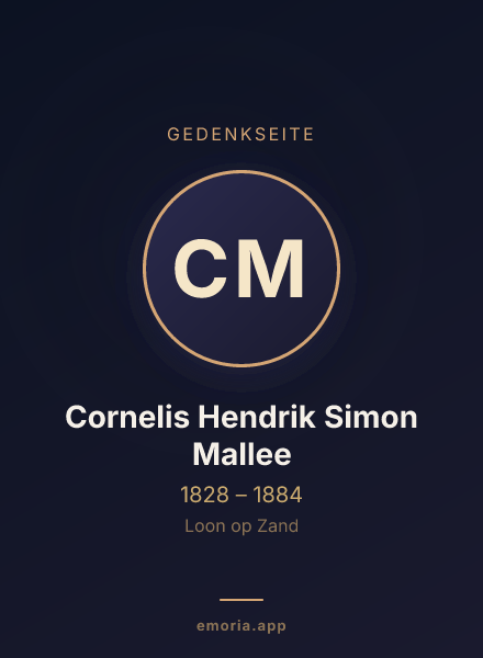 Gedenkportrait von Cornelis Hendrik Simon Mallee