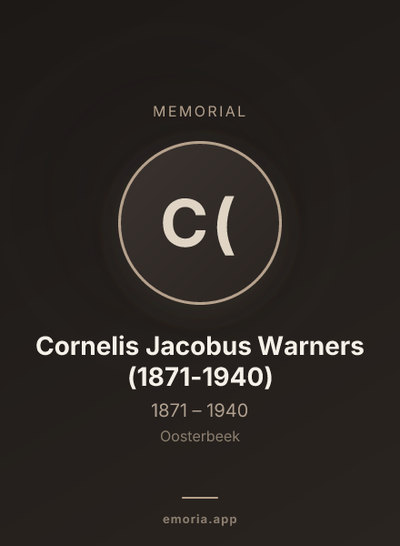 Memorial portrait of Cornelis Jacobus Warners (1871-1940)