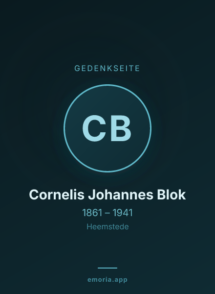 Gedenkportrait von Cornelis Johannes Blok