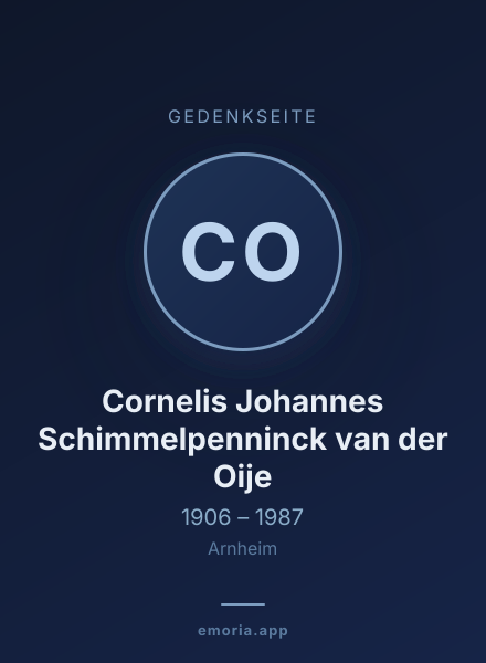 Gedenkportrait von Cornelis Johannes Schimmelpenninck van der Oije
