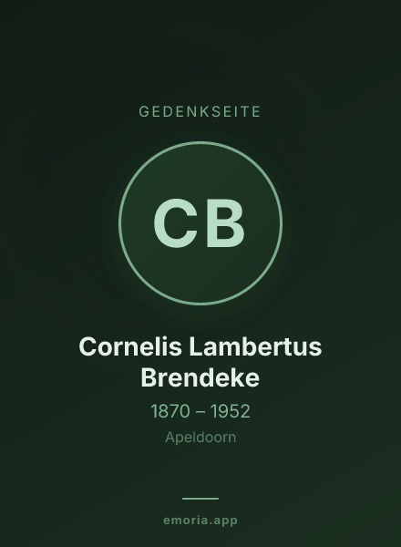 Gedenkportrait von Cornelis Lambertus Brendeke