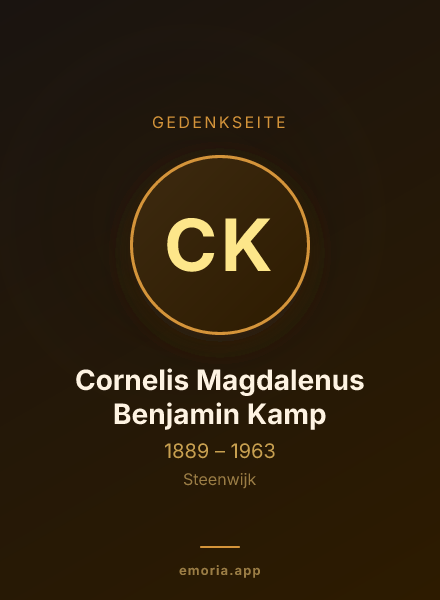 Gedenkportrait von Cornelis Magdalenus Benjamin Kamp