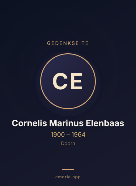 Gedenkportrait von Cornelis Marinus Elenbaas