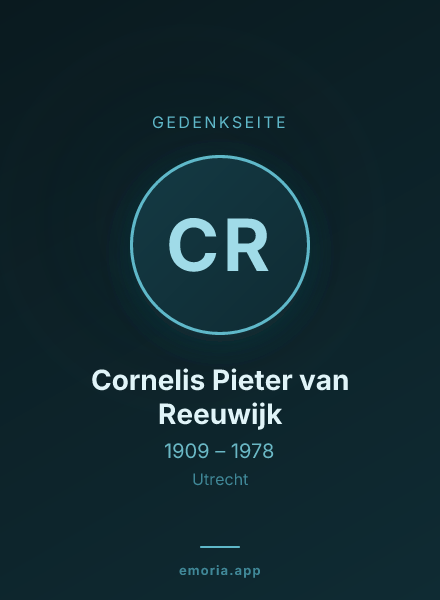 Gedenkportrait von Cornelis Pieter van Reeuwijk