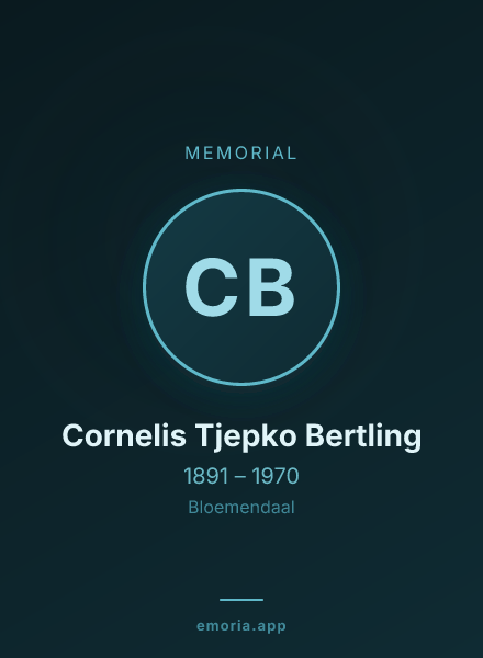Memorial portrait of Cornelis Tjepko Bertling