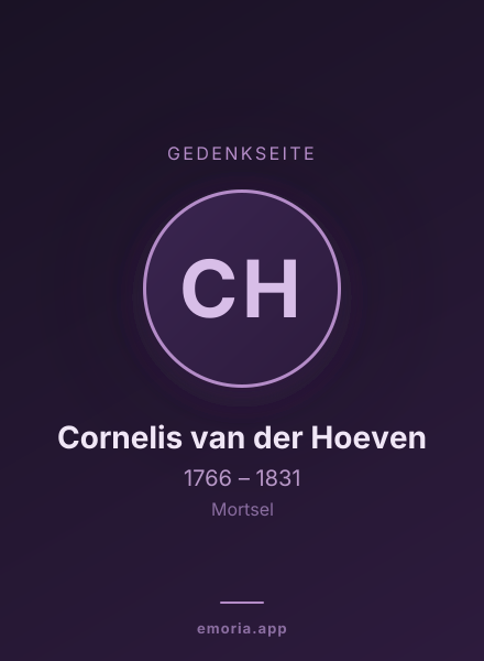 Gedenkportrait von Cornelis van der Hoeven