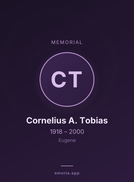 Memorial portrait of Cornelius A. Tobias