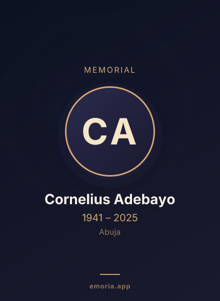 Memorial portrait of Cornelius Adebayo