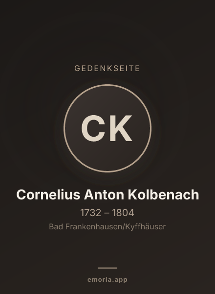 Gedenkportrait von Cornelius Anton Kolbenach