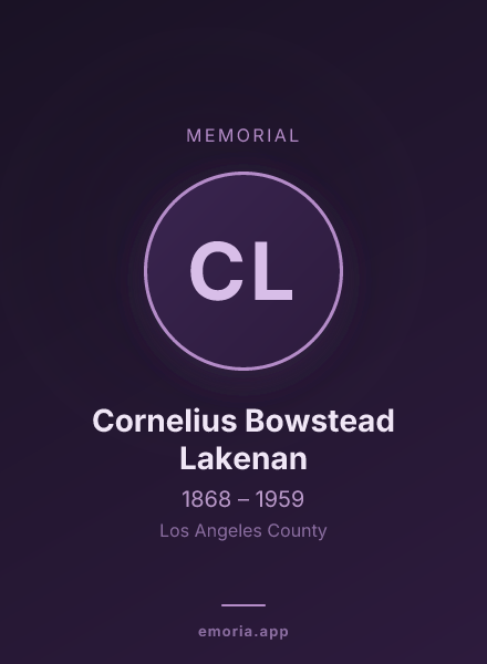 Memorial portrait of Cornelius Bowstead Lakenan