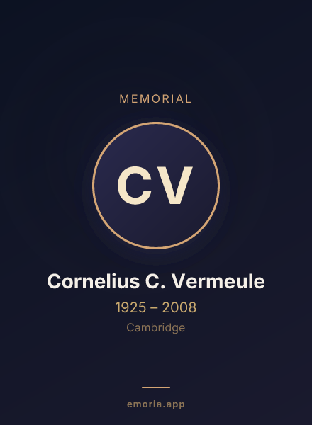 Memorial portrait of Cornelius C. Vermeule