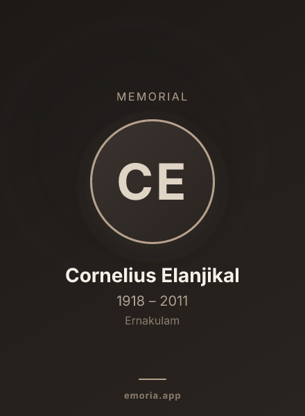 Memorial portrait of Cornelius Elanjikal