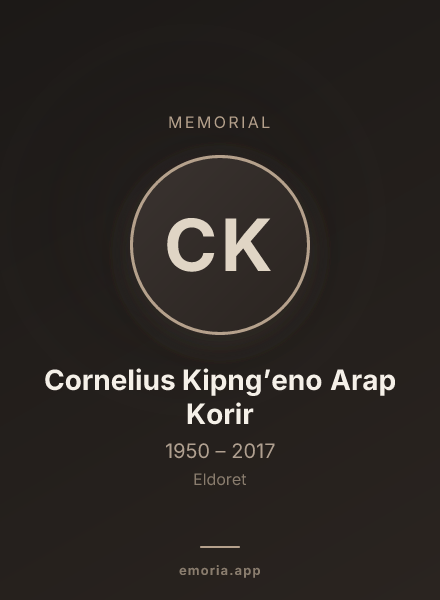 Memorial portrait of Cornelius Kipng’eno Arap Korir