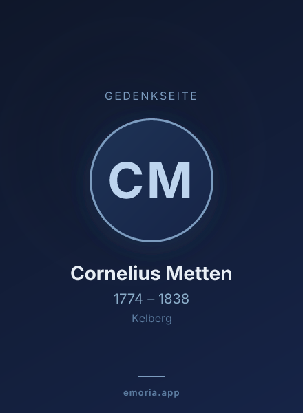 Gedenkportrait von Cornelius Metten