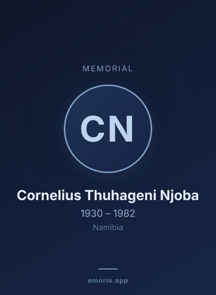 Memorial portrait of Cornelius Thuhageni Njoba