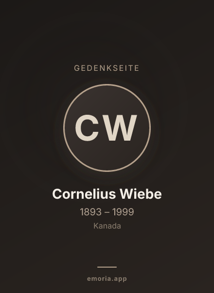 Gedenkportrait von Cornelius Wiebe